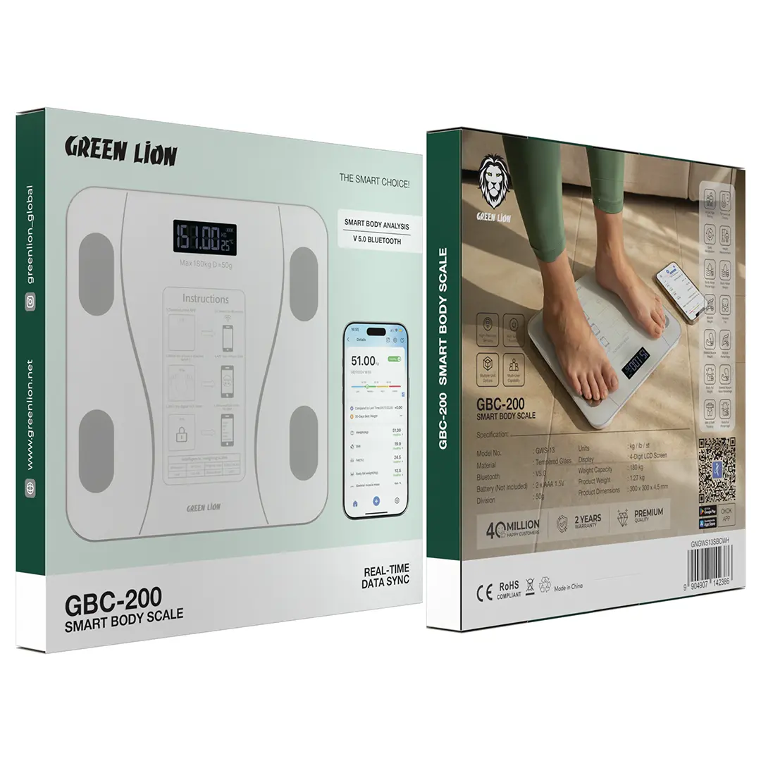 Green Lion GBC-200 Smart Body Scale - White الميزان الذكي جرين ليون - الصورة 1