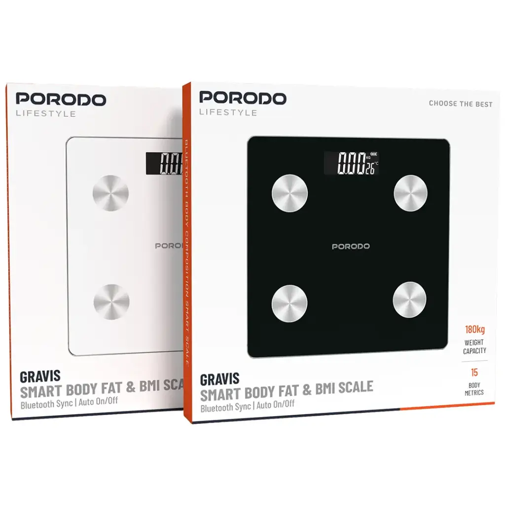 Porodo Lifestyle Gravis Smart Body Fat & BMI Scale5 ميزان ذكي بورودو ابيض - الصورة 1